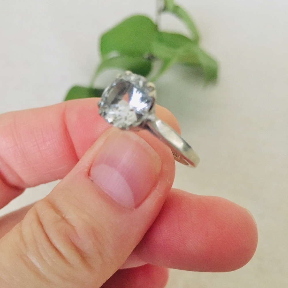 Vintage Ring MARKED STERLING 925  Round Solitaire CZ | Size 5